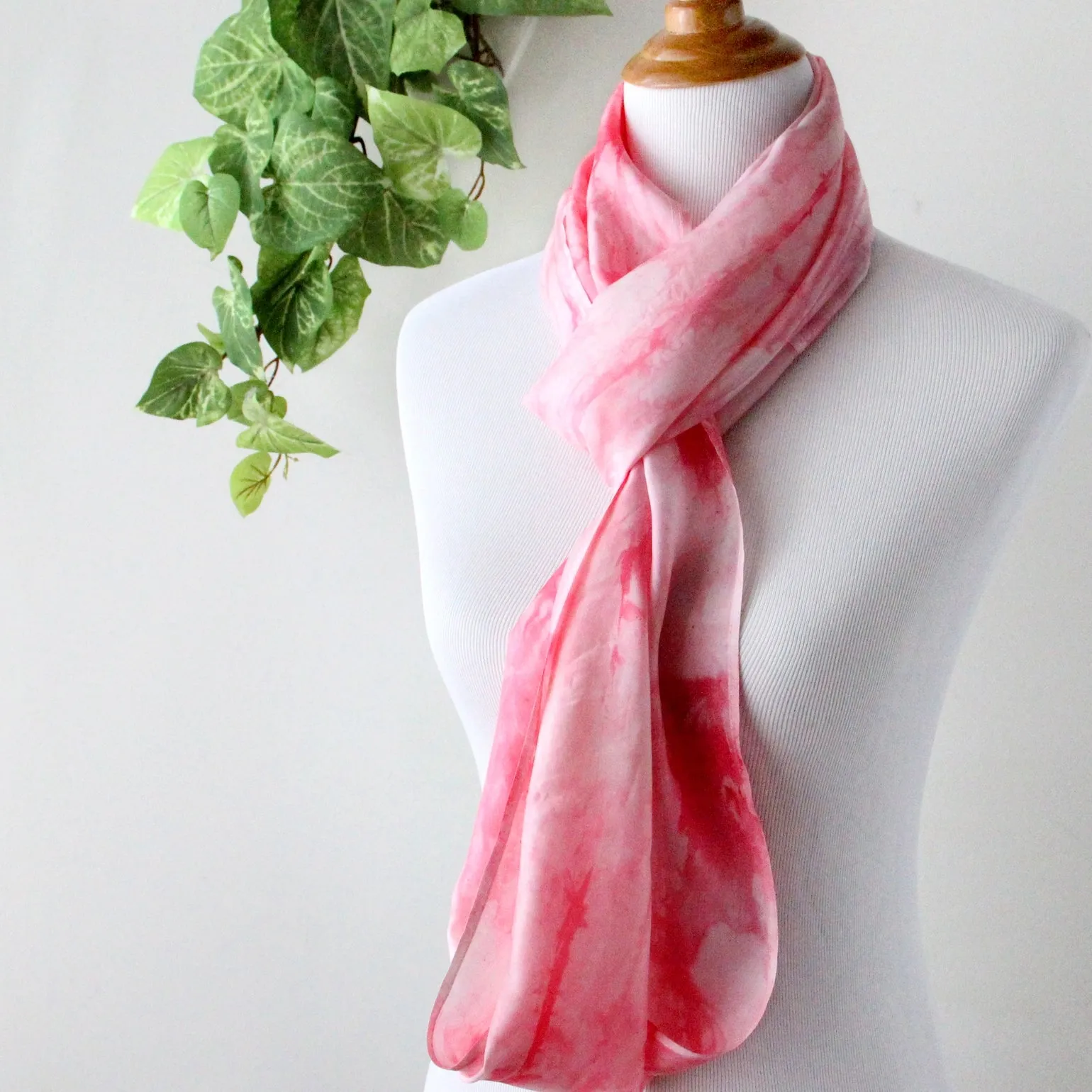 NEW! Hand Dyed Silk infinity Scarf in Peony Pink by Ten Thousand Dandelions