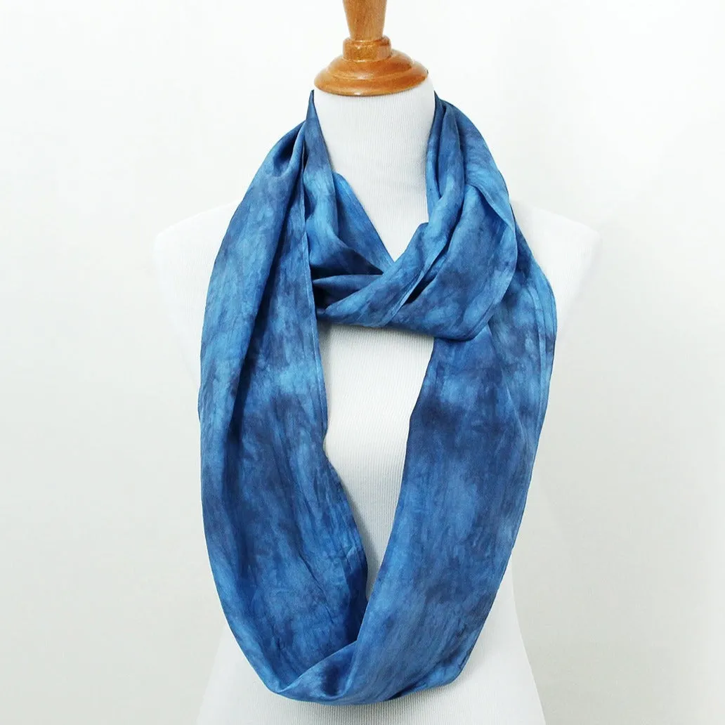 NEW! Hand Dyed Silk infinity Scarf in Storm Blue by Ten Thousand Dandelions