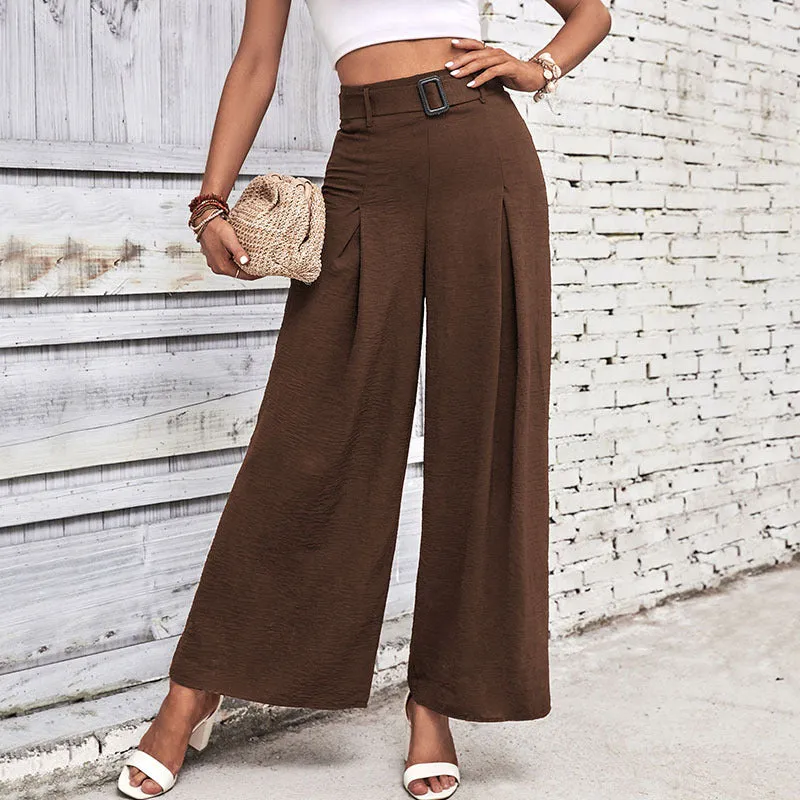 New Style Solid Color High-Waisted Wide-Leg Casual Pants