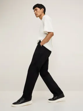 Nuon Black Slim-Fit Mid-Rise Cotton Trousers