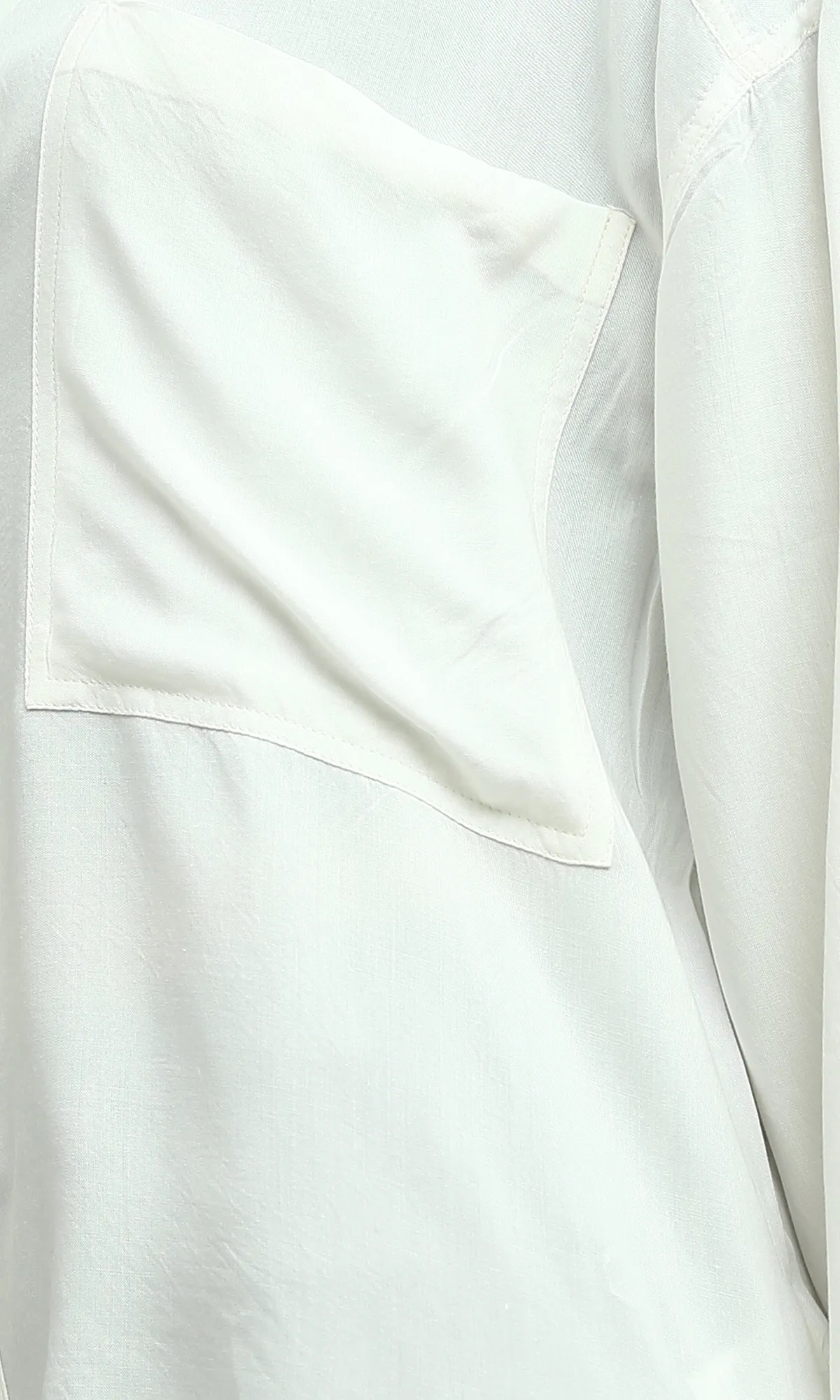 O193260 Long Sleeves Solid White Shirt With Side Pockets