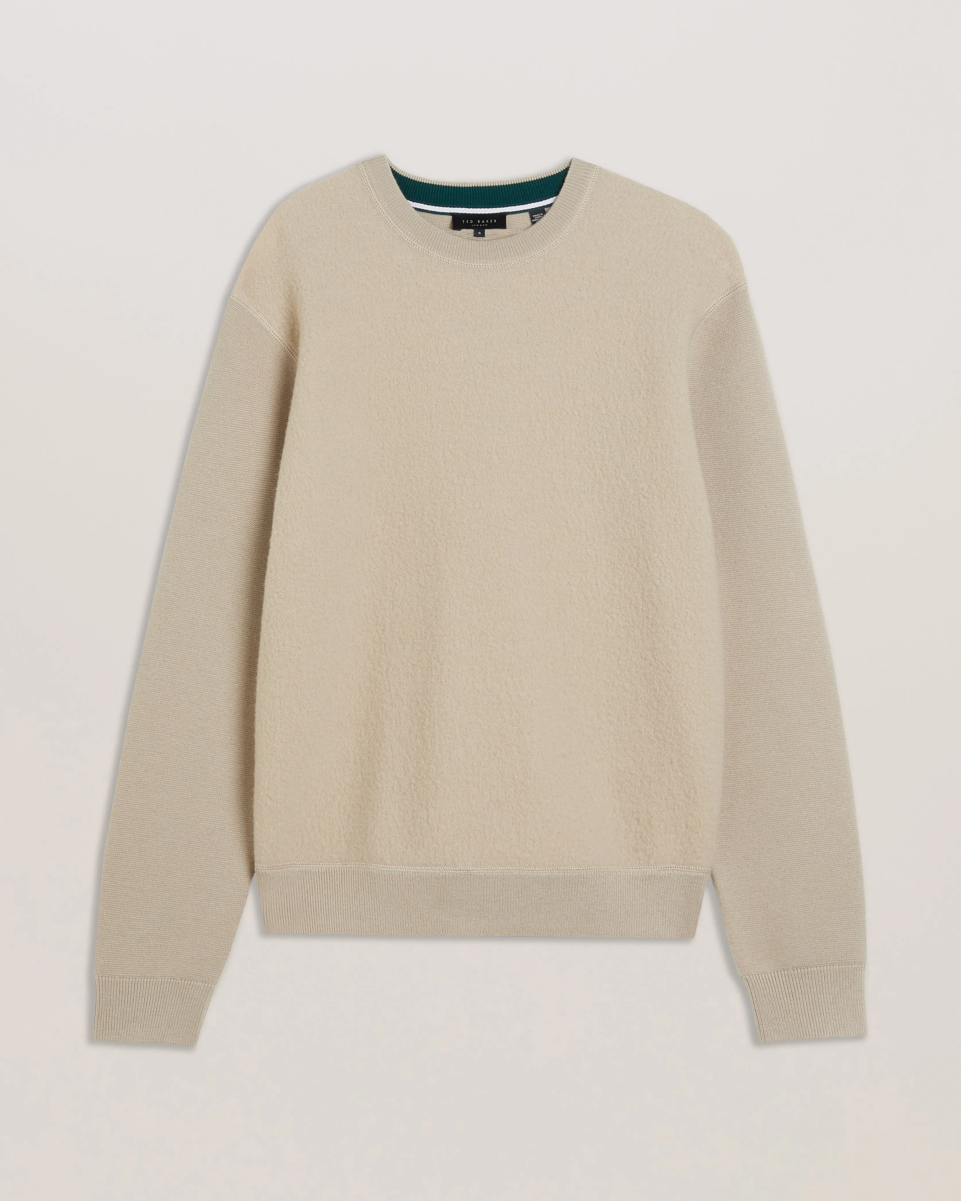 Olmste Ls Boucle Wool Stitch Crew Neck Taupe