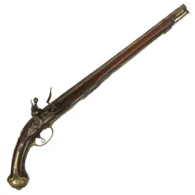 Original 17th Century Italian Long Flintlock Horse Pistol with Belt Hook by Pietro Mutti of Brescia c. 1690