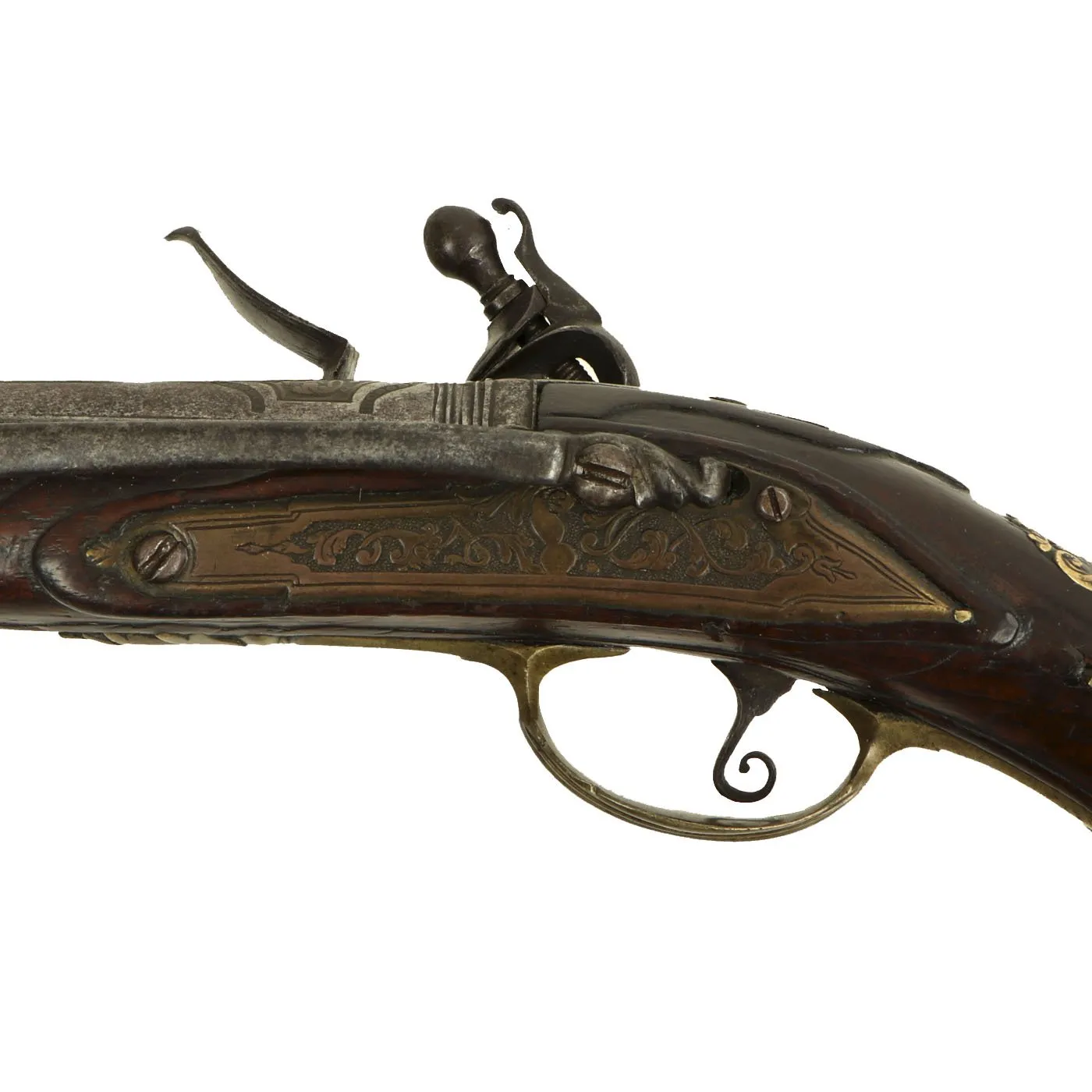 Original 17th Century Italian Long Flintlock Horse Pistol with Belt Hook by Pietro Mutti of Brescia c. 1690