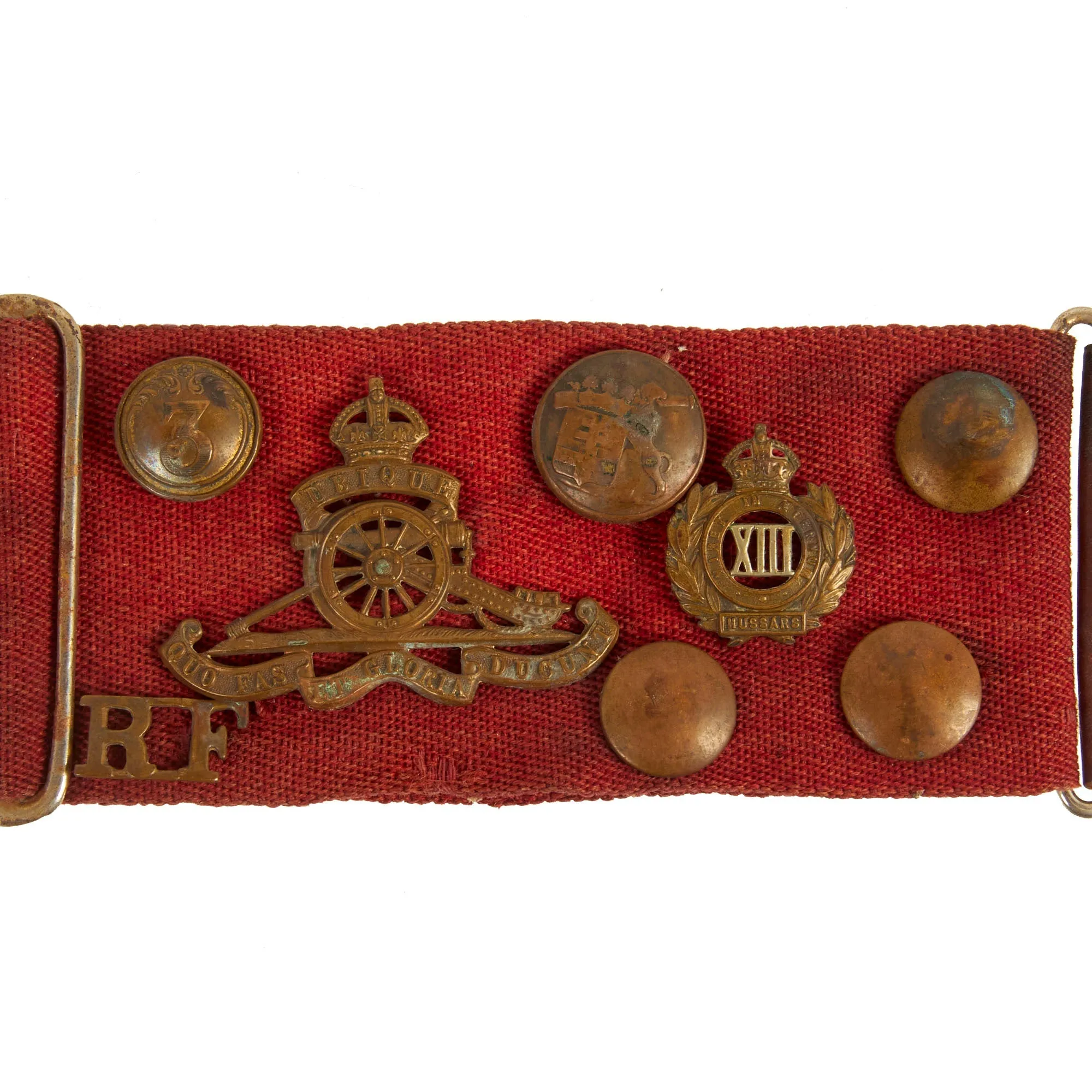 Original British WWI Hate Belt Mounted on Stable Belt with 23 Attached Items