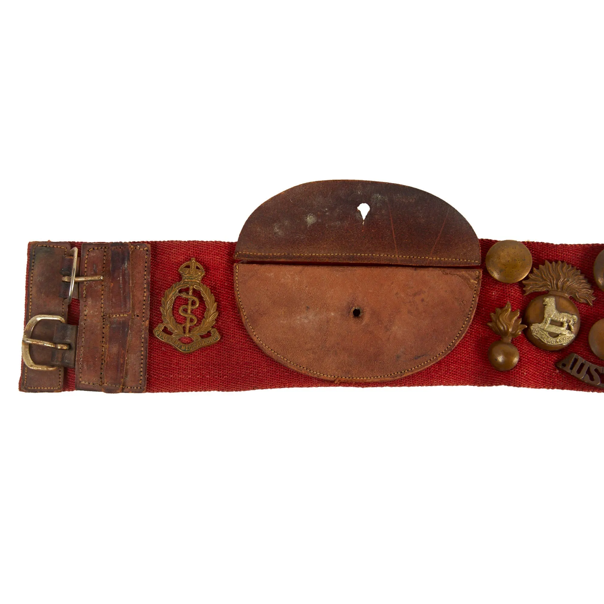 Original British WWI Hate Belt Mounted on Stable Belt with 23 Attached Items