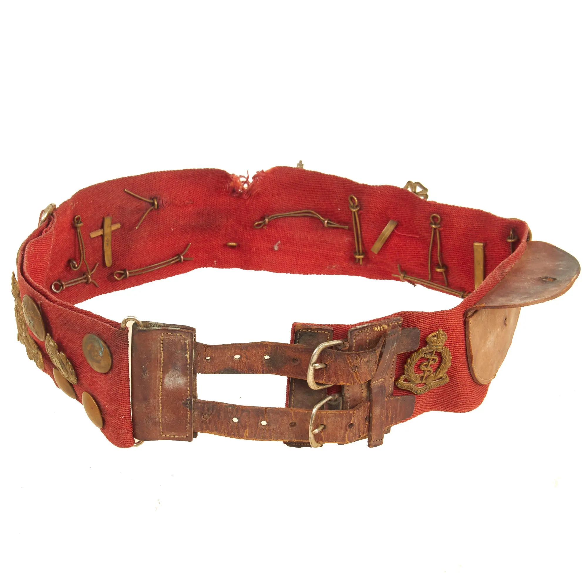 Original British WWI Hate Belt Mounted on Stable Belt with 23 Attached Items