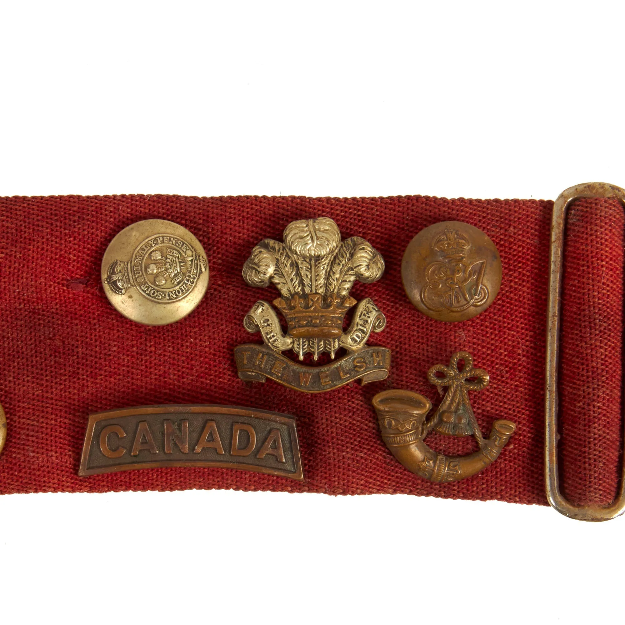 Original British WWI Hate Belt Mounted on Stable Belt with 23 Attached Items