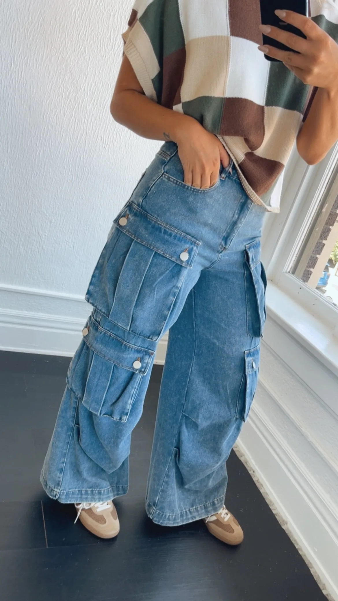 Oversized Boyfriend Denim Cargo Pants