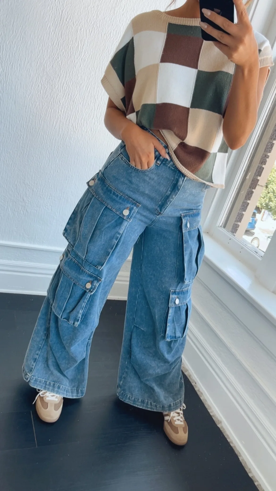 Oversized Boyfriend Denim Cargo Pants