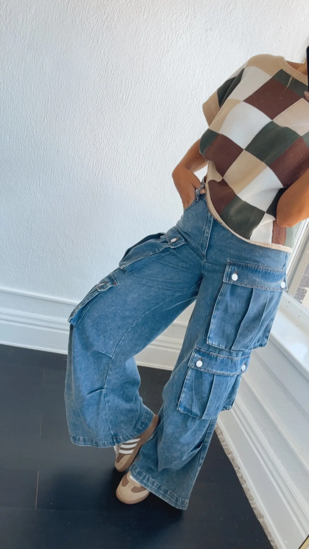 Oversized Boyfriend Denim Cargo Pants