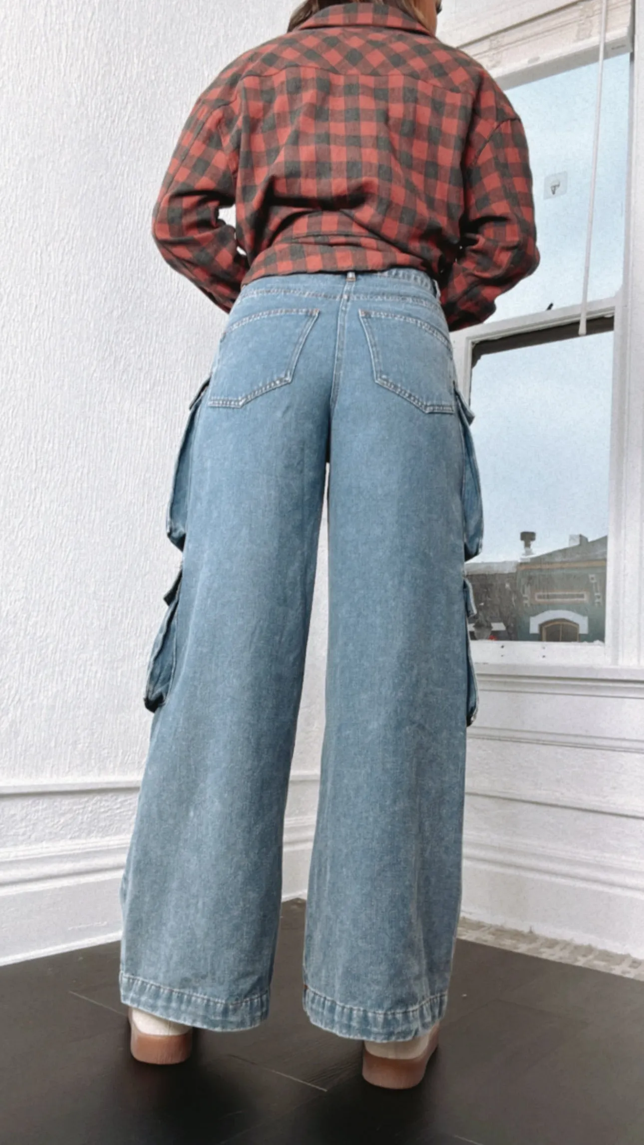 Oversized Boyfriend Denim Cargo Pants