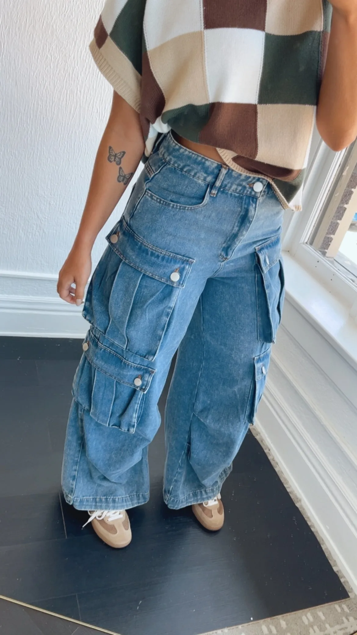 Oversized Boyfriend Denim Cargo Pants