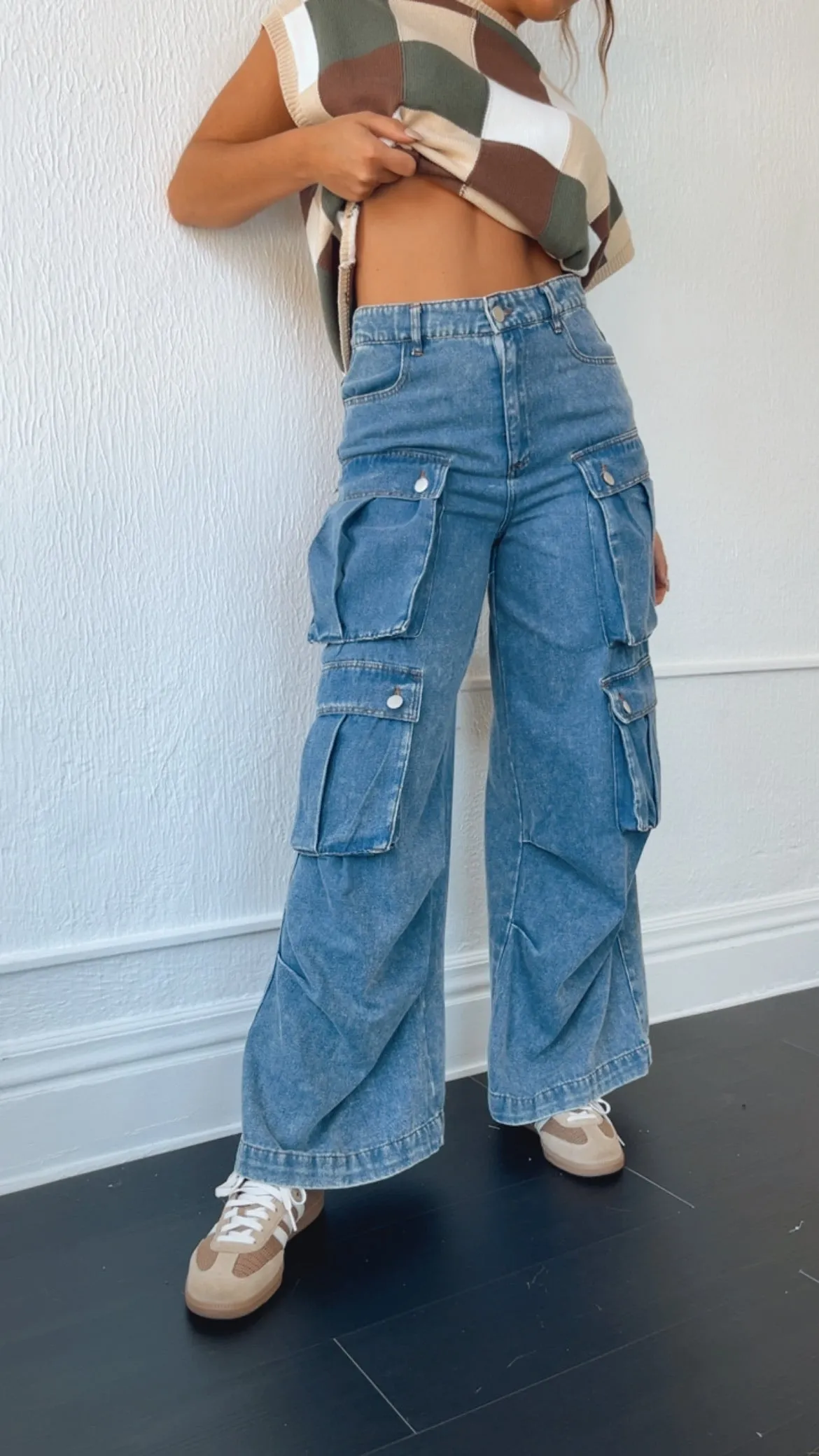 Oversized Boyfriend Denim Cargo Pants