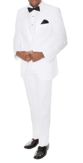 Paul Lorenzo Mens White Slim Fit 2 piece Tuxedo