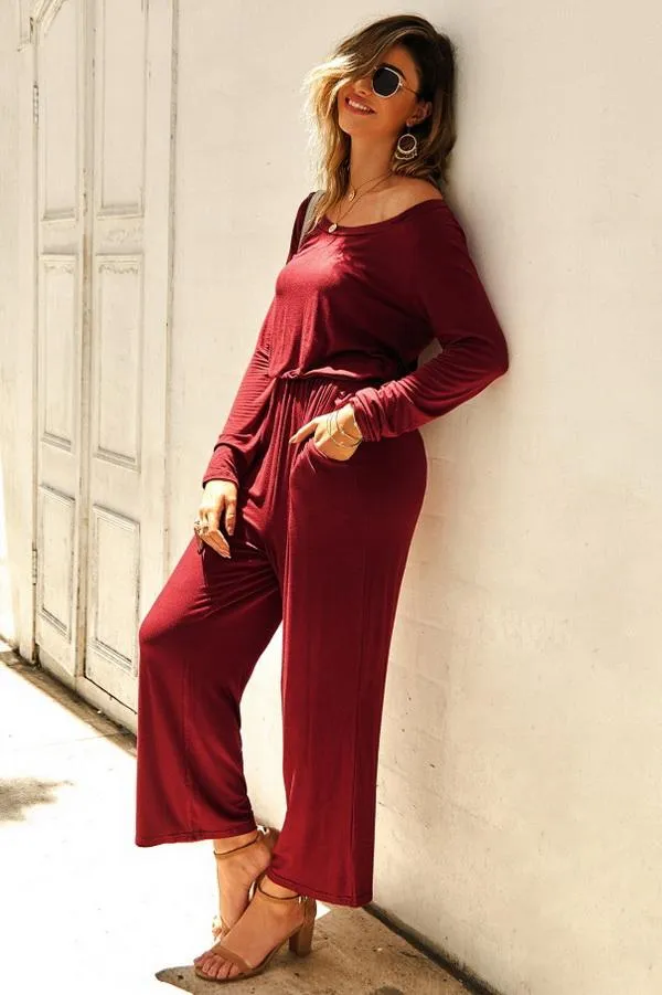 Plain Off The Shoulder Jumpsuit