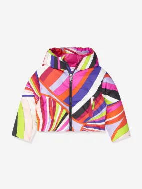 Pucci Girls Iride Print Puffer Jacket in Multicolour