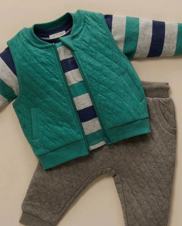 Purebaby Stripey Long Sleeve Tee - Emerald Stripe