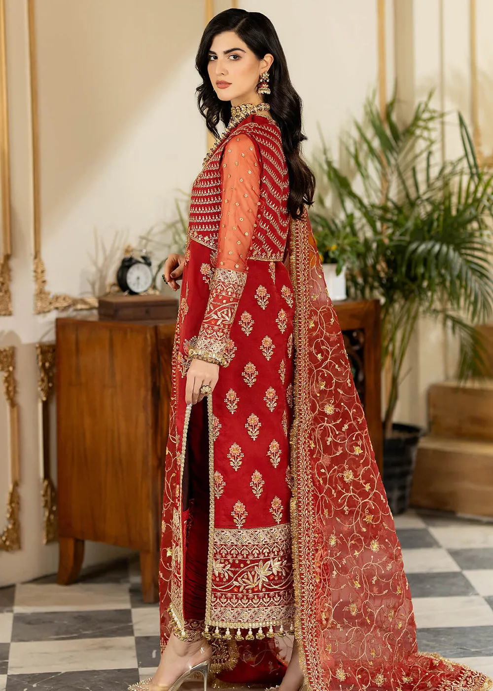 Red Wedding Formal Suit | Imrozia Premium | Jhalak '23 | I-184 - MAAHRU