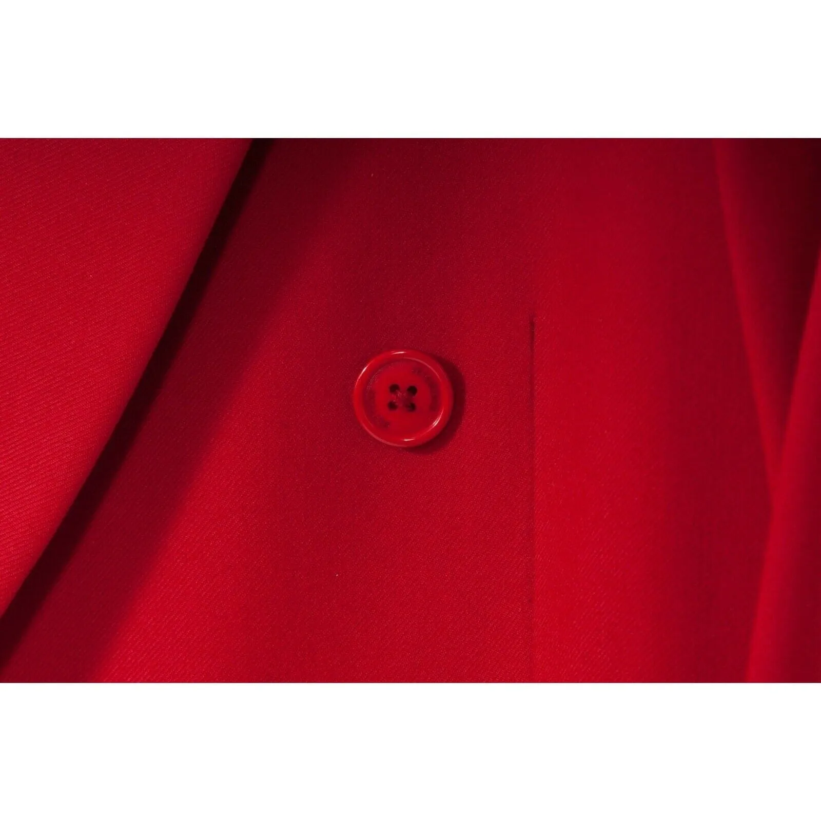 Red Wool Peak Lapel Double Breasted Long Over Coat Peacoat