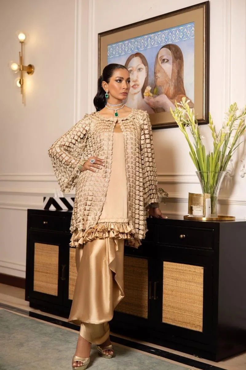 Shehrnaz - SHK-1213 - Mona - Beige - Lace - 3 Piece