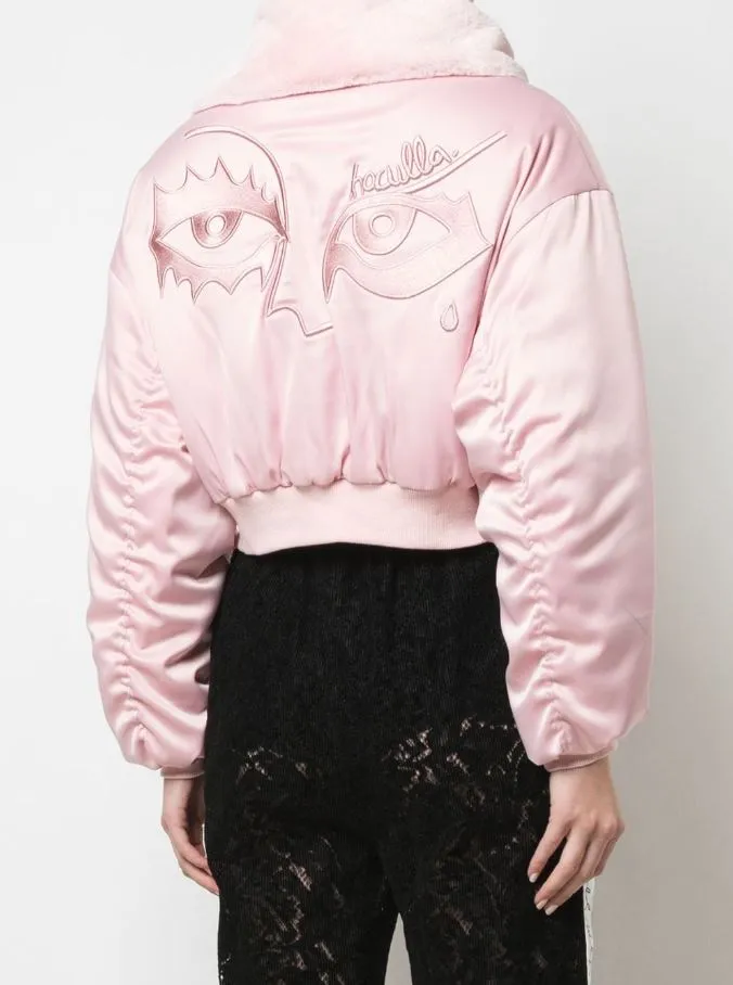 SIGNATURE EYES CROPPED BOMBER PINK