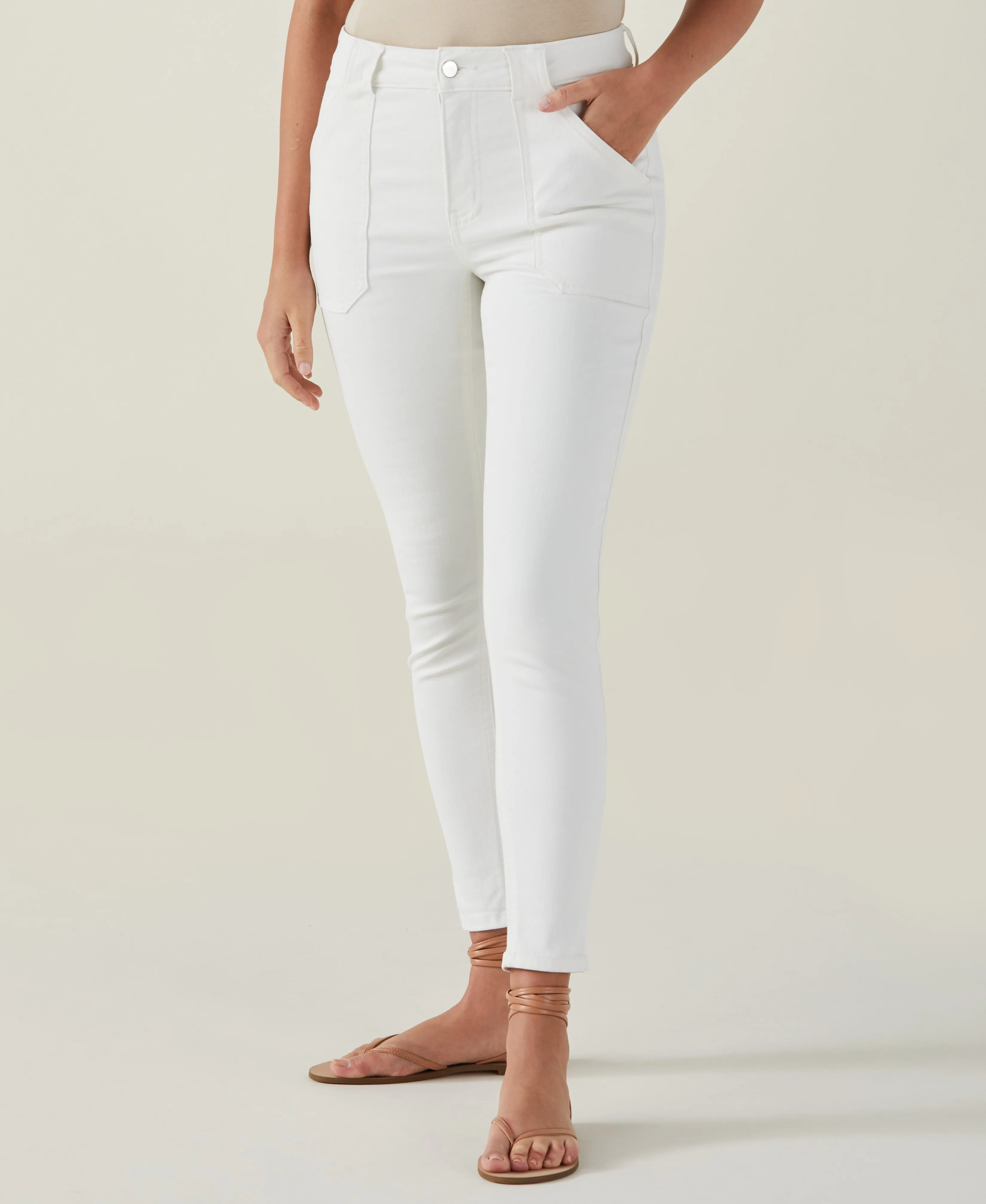 Slim Leg Cargo Denim Pant