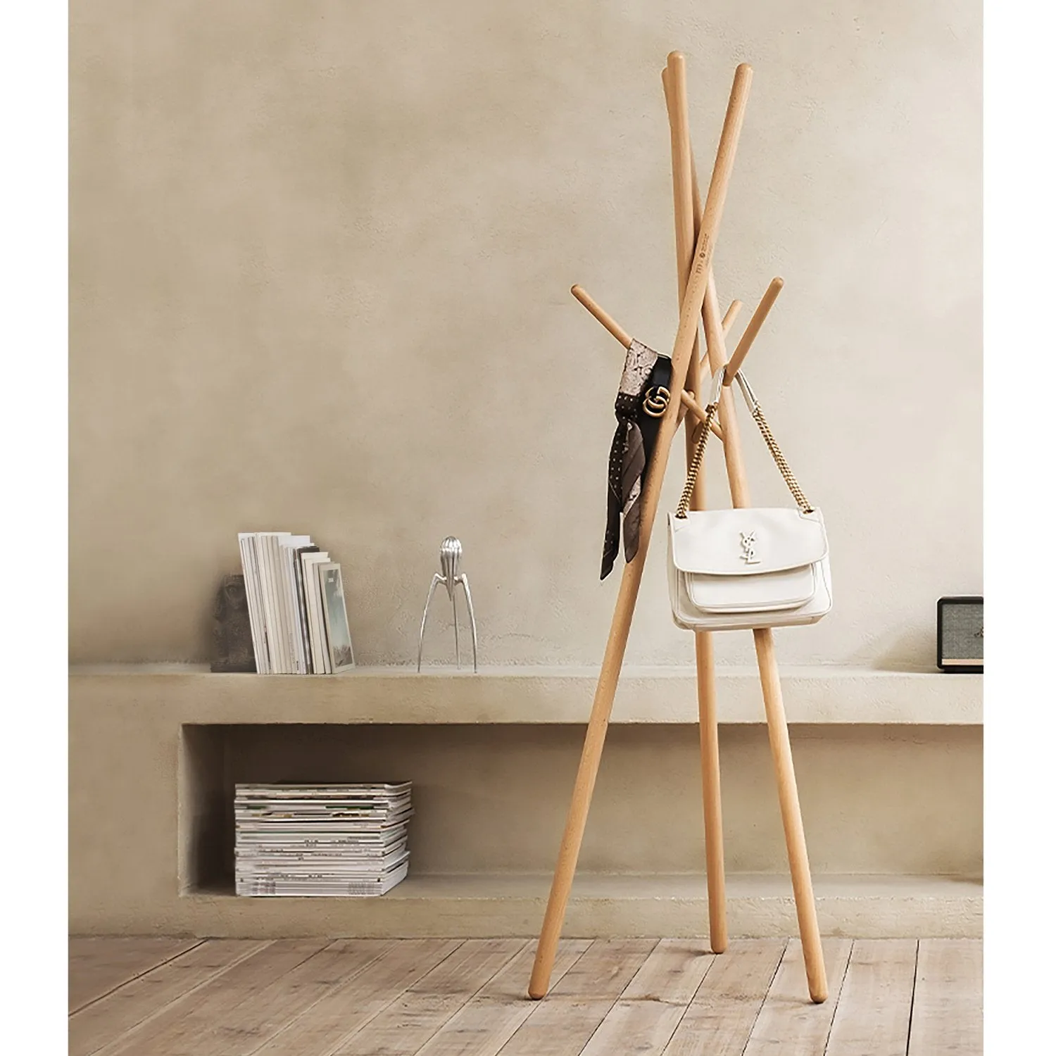 Solid Beech Wooden Coat Rack