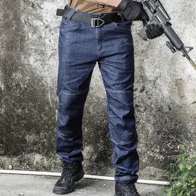 Solid Stitched Knees Tactical Jeans