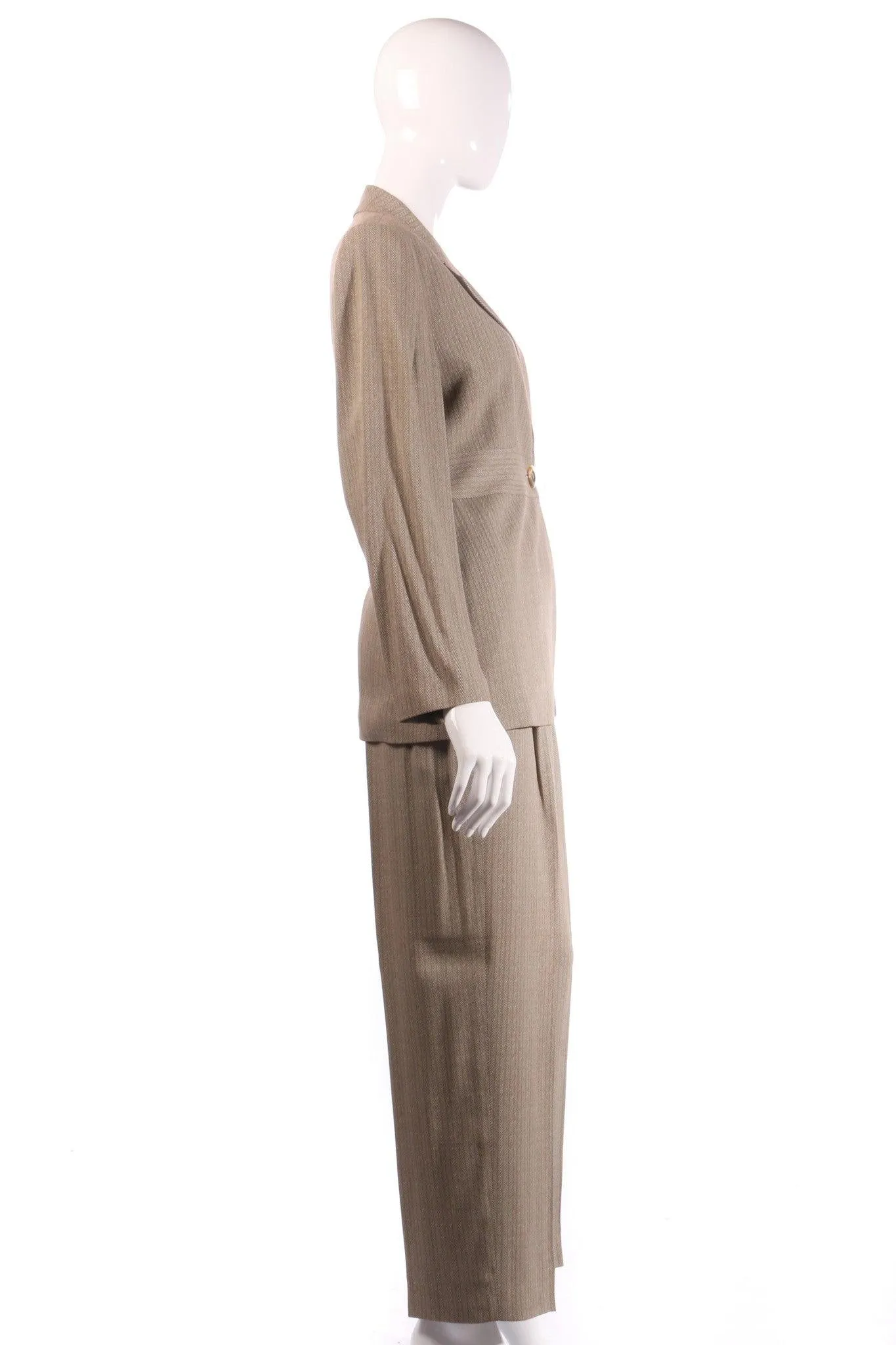 St Miranda Trouser Suit Brown Herringbone UK Size 12