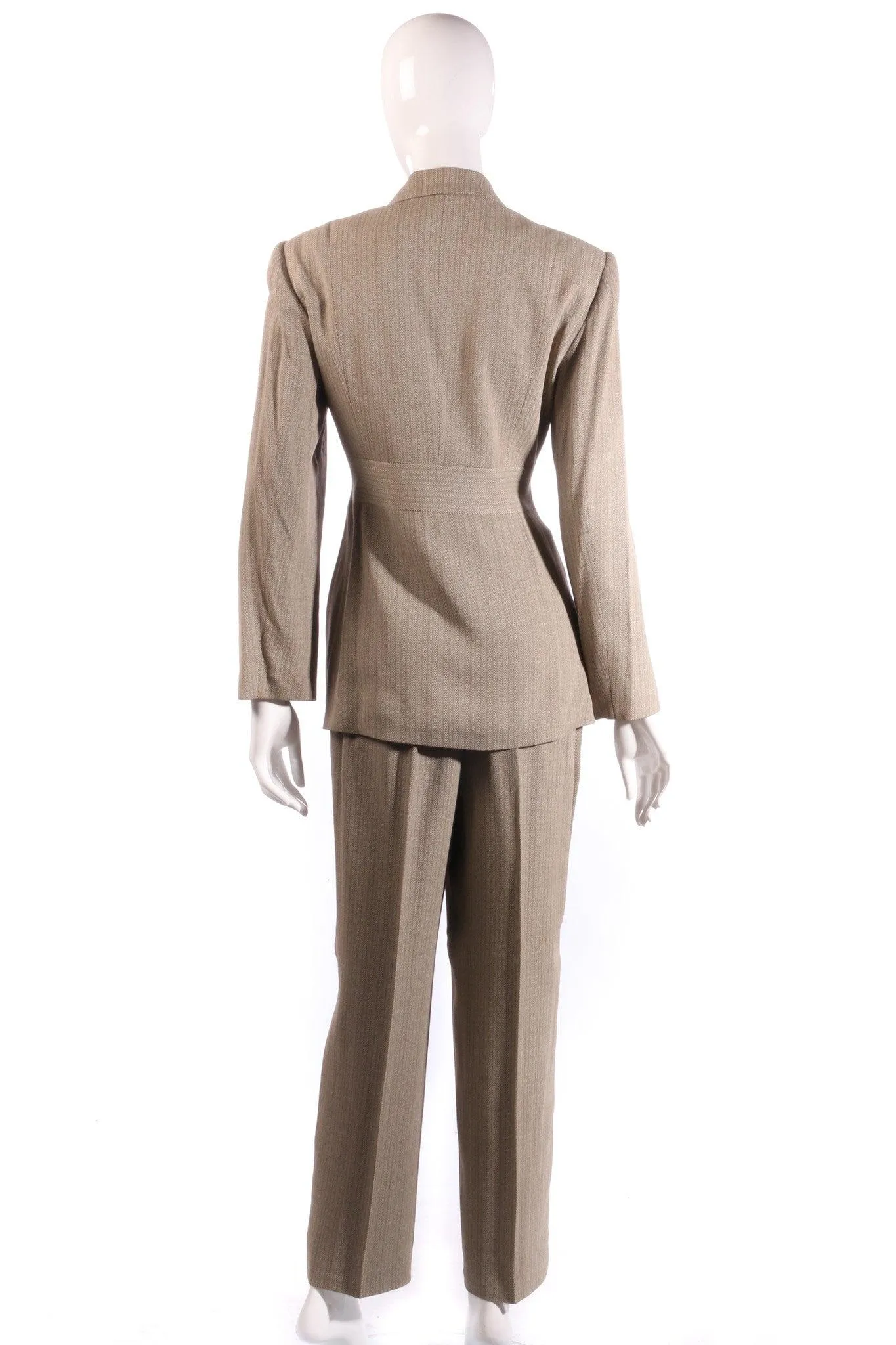 St Miranda Trouser Suit Brown Herringbone UK Size 12