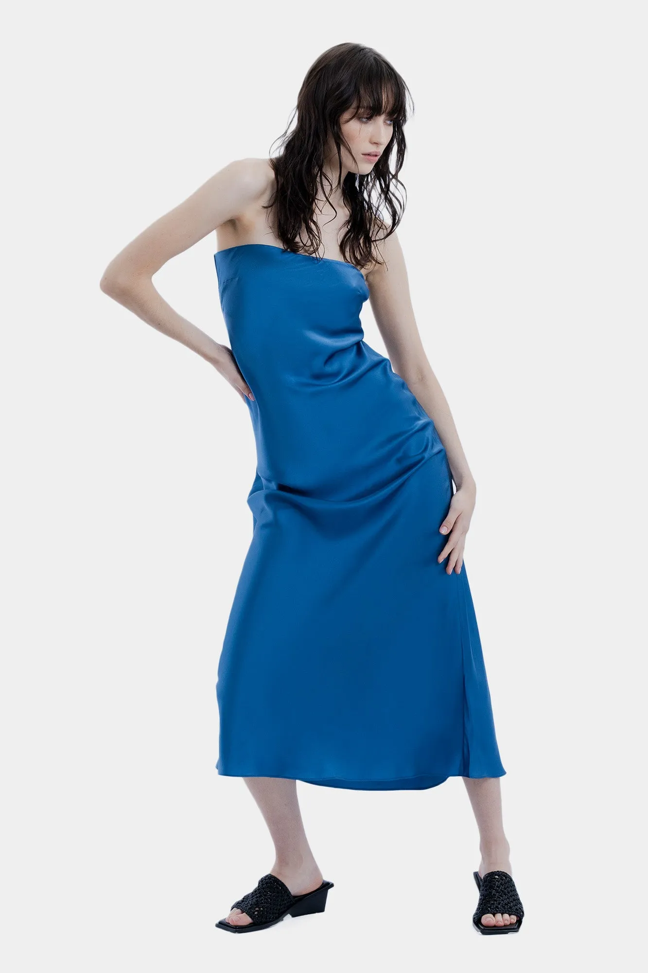 Strapless Bias Midi Dress