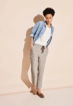 Street One 28" High Waist Lightweight Seersucker trousers in Beige or Blue 377583