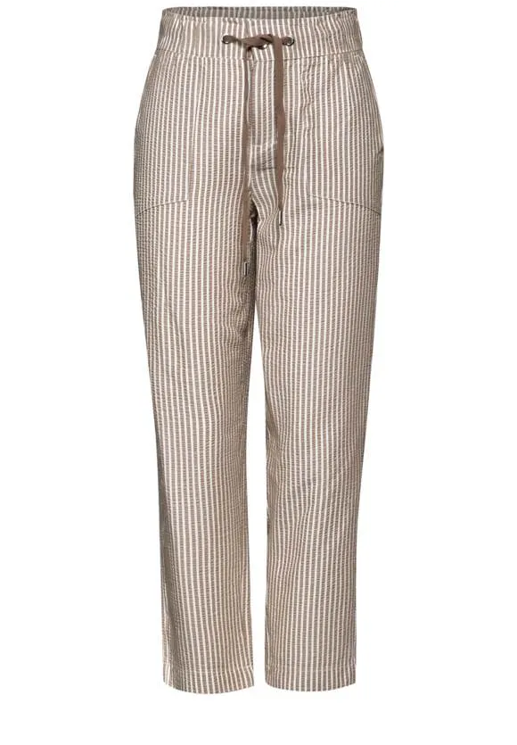 Street One 28" High Waist Lightweight Seersucker trousers in Beige or Blue 377583