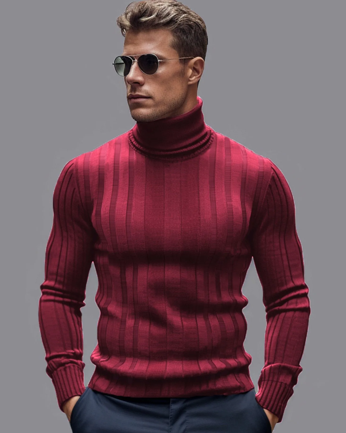 Stripe Turtleneck Sweater