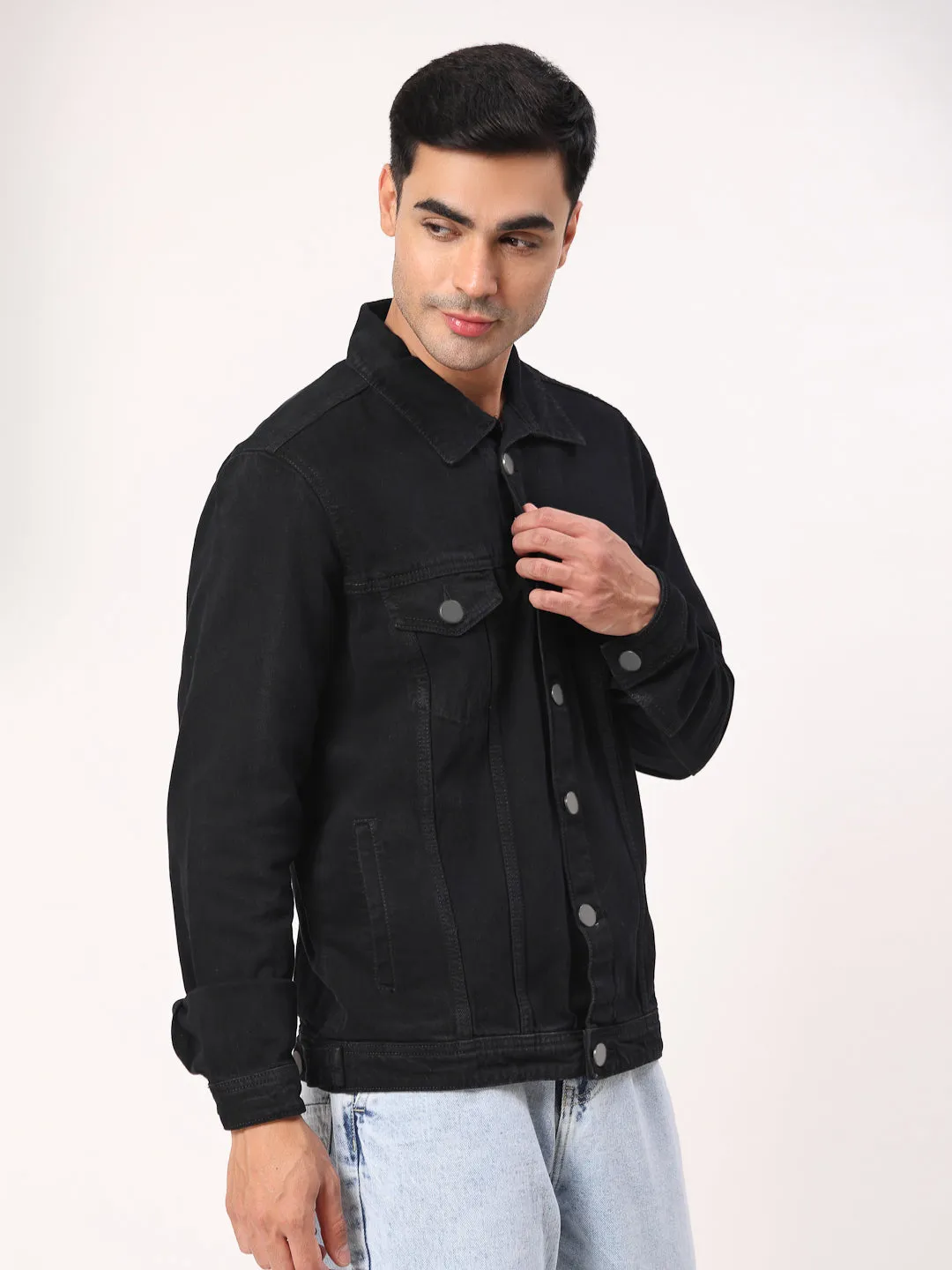 Style Quotient Men Black Denim Jacket