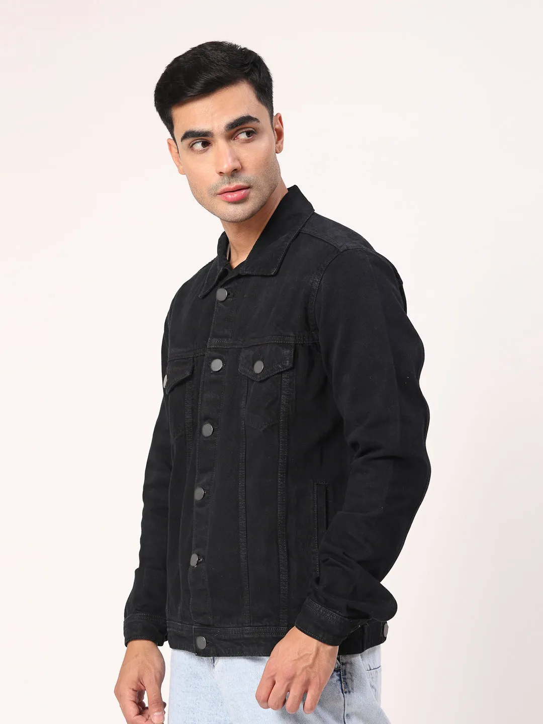 Style Quotient Men Black Denim Jacket