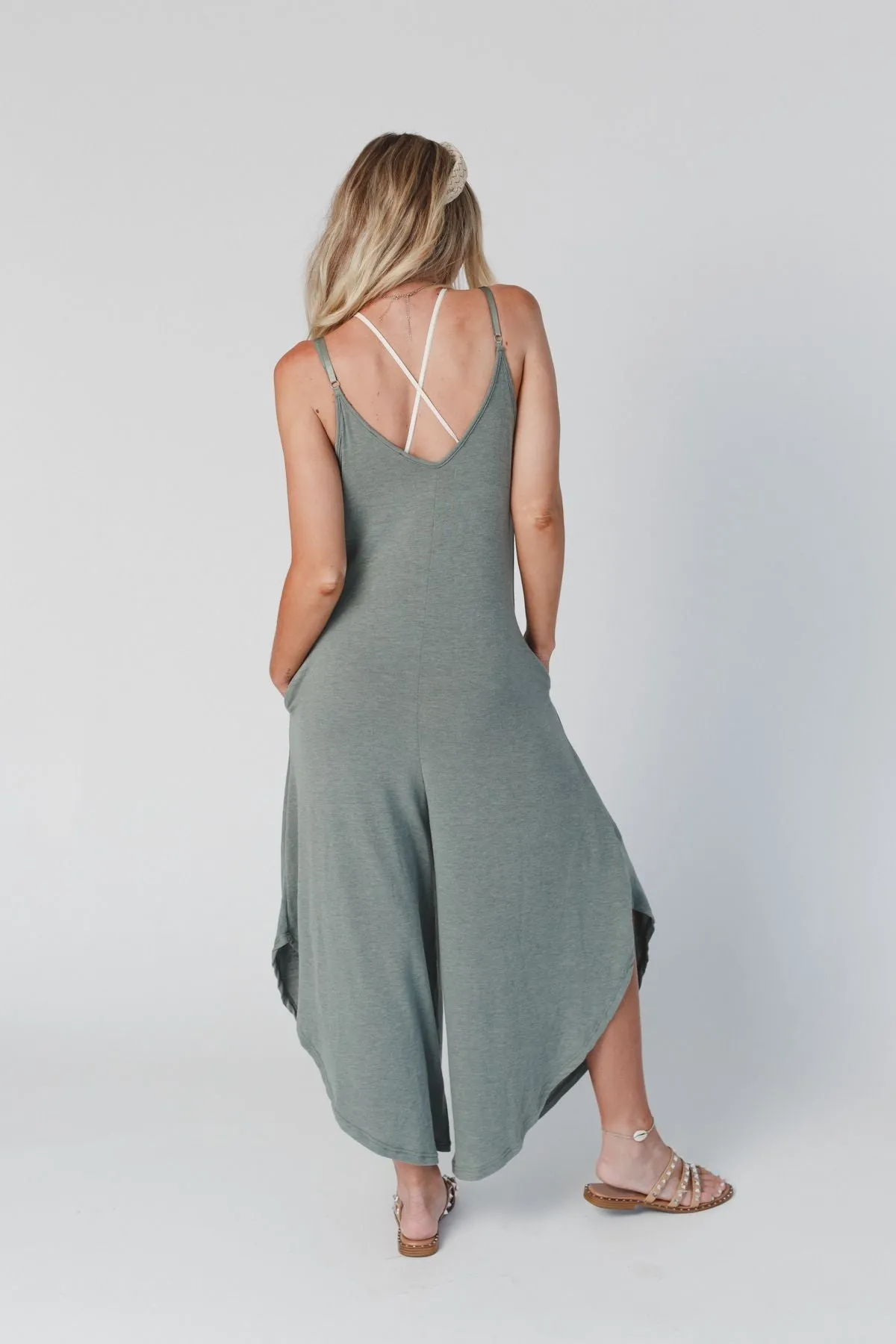 Sunny Daze Wide Leg Jumpsuit - Olive