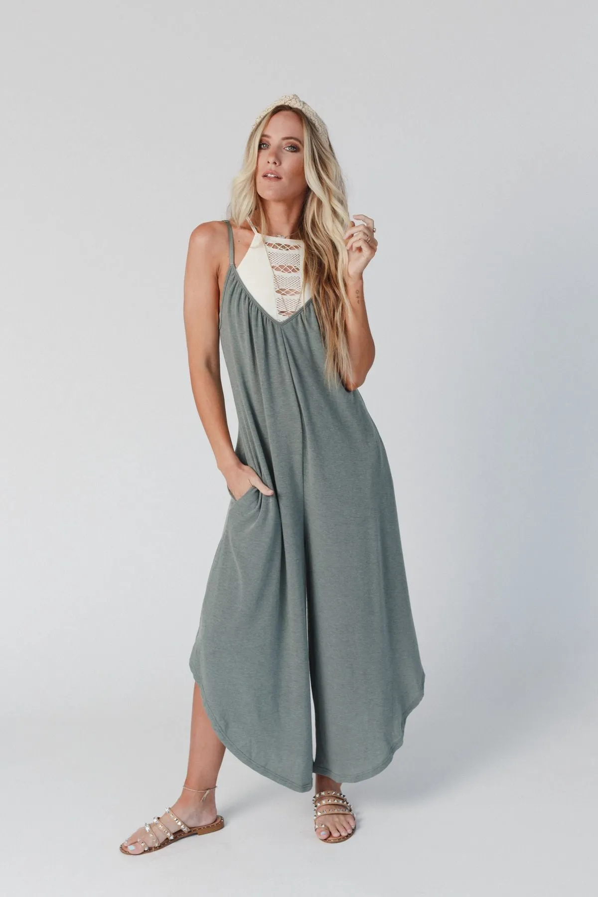 Sunny Daze Wide Leg Jumpsuit - Olive