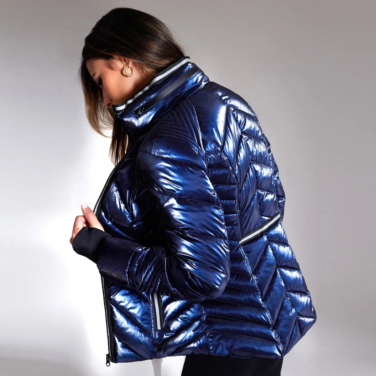 Super Hero Puffer Down Filled Jacket with Reflective Trim