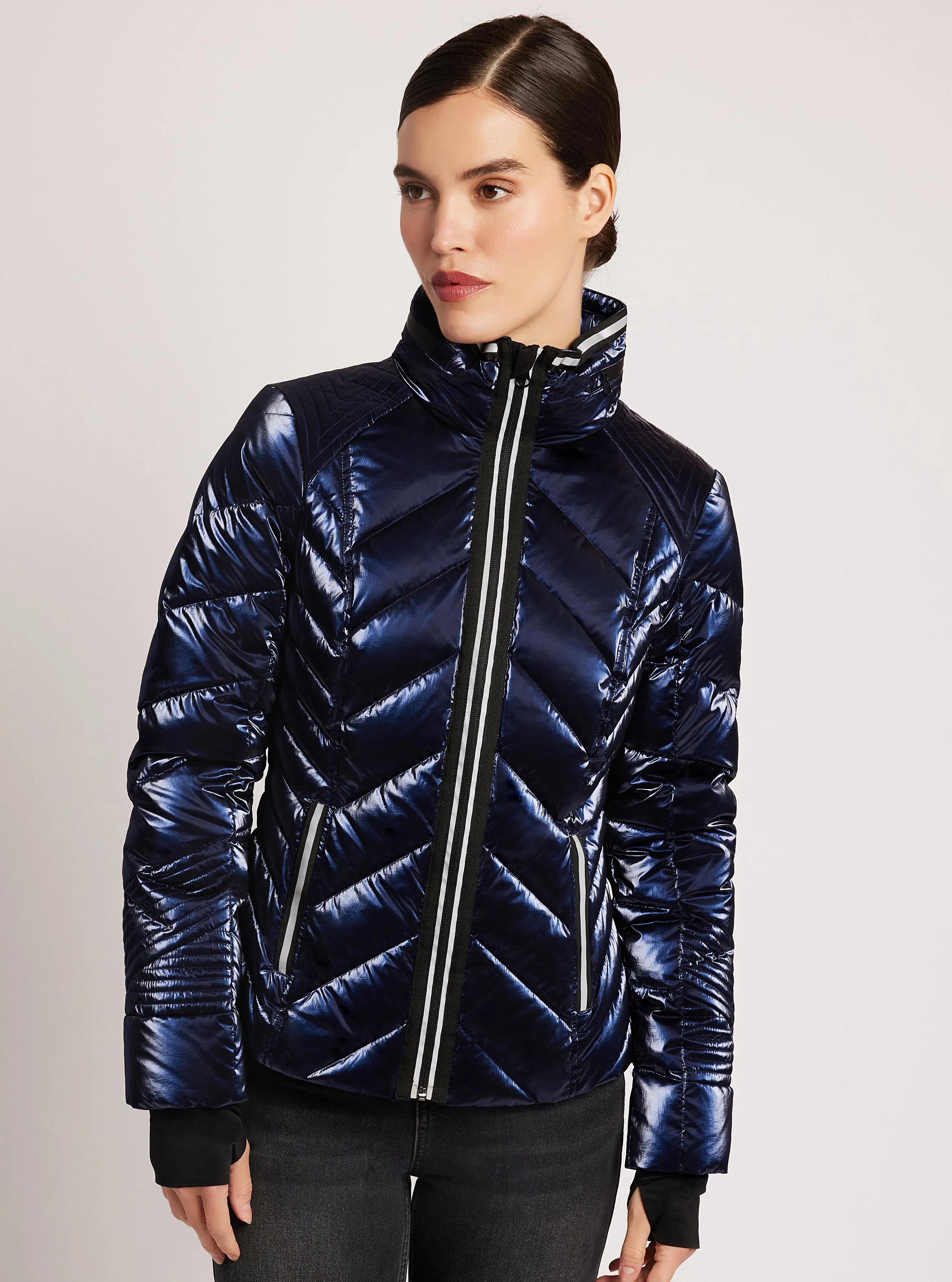 Super Hero Puffer Down Filled Jacket with Reflective Trim