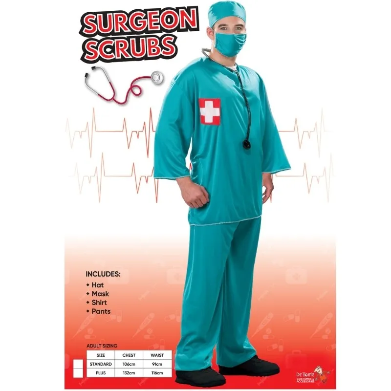 Surgeon Scrubs Adult Costume-Dr Toms