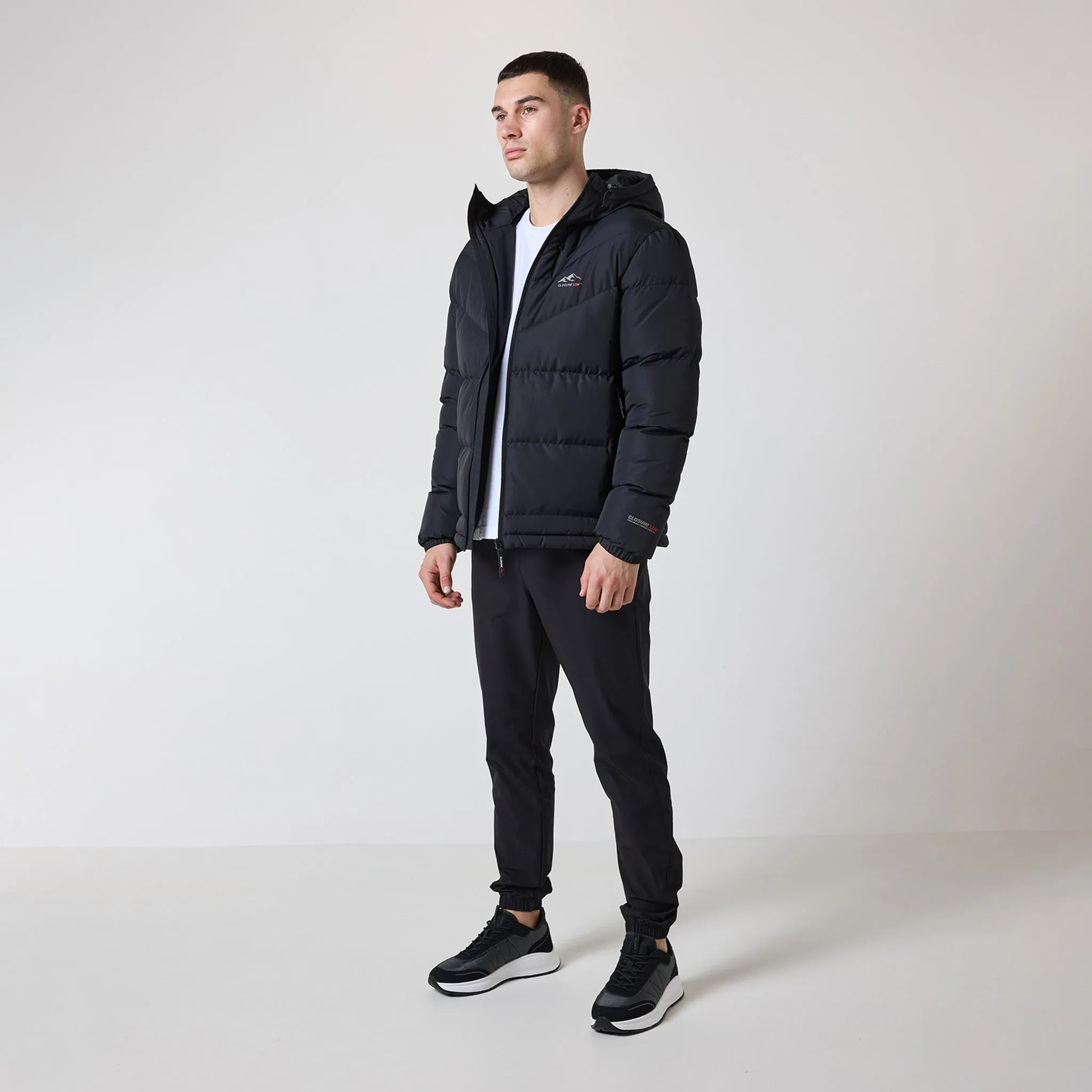 Tech Logo Racer Puffer Jacket | Black