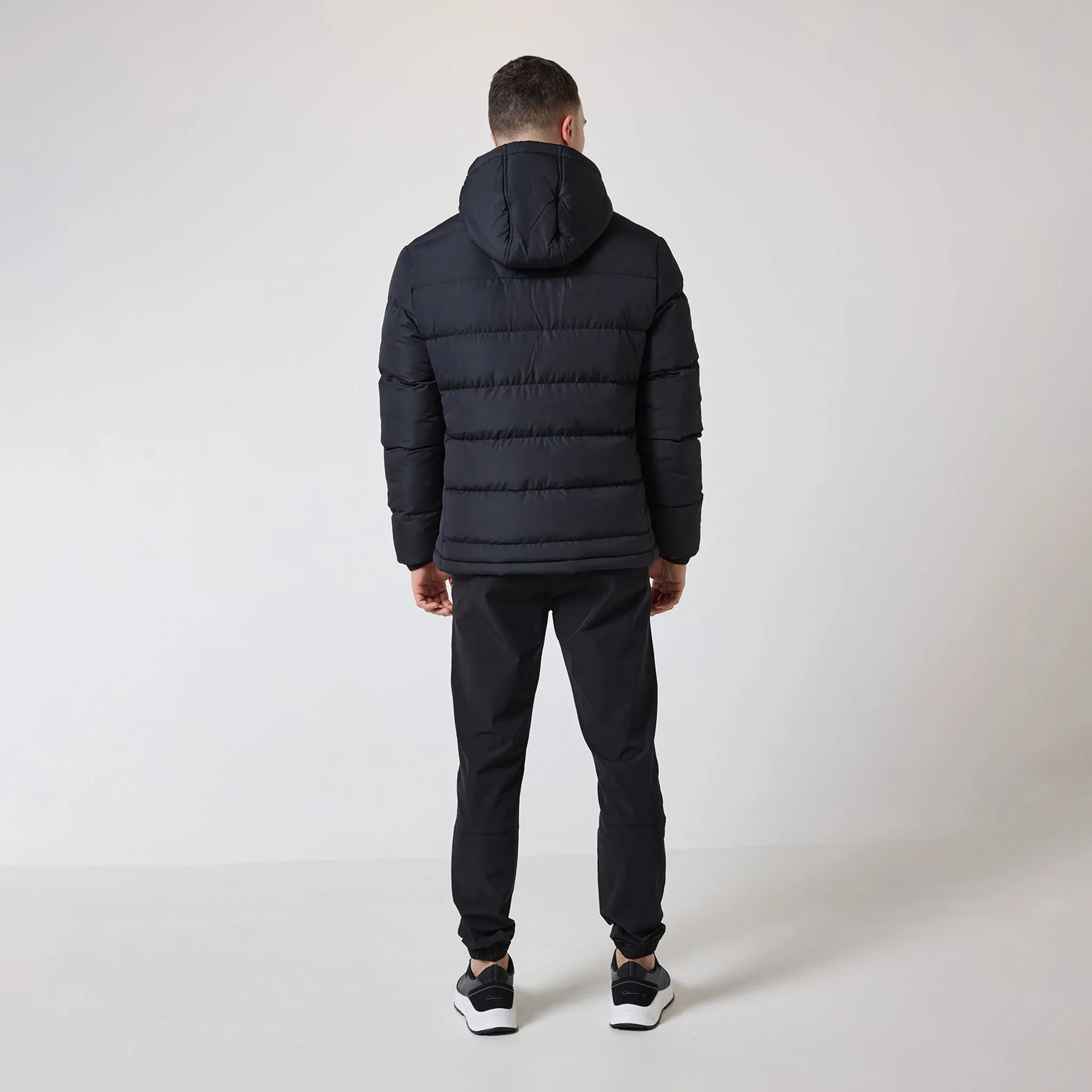 Tech Logo Racer Puffer Jacket | Black