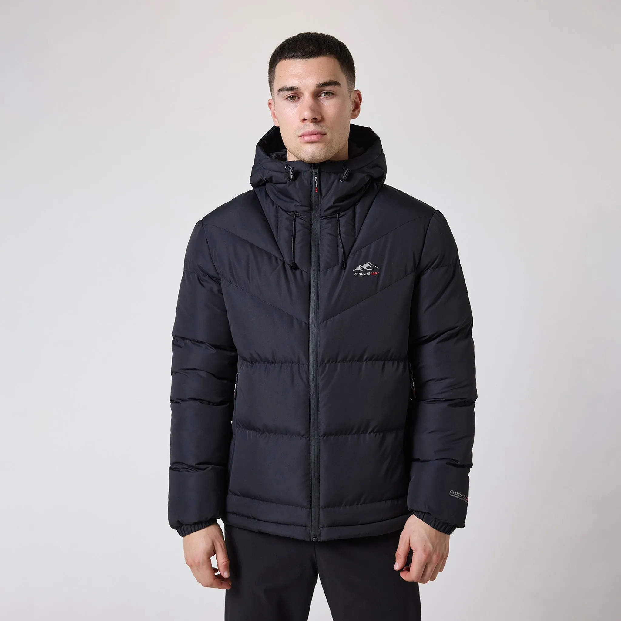 Tech Logo Racer Puffer Jacket | Black