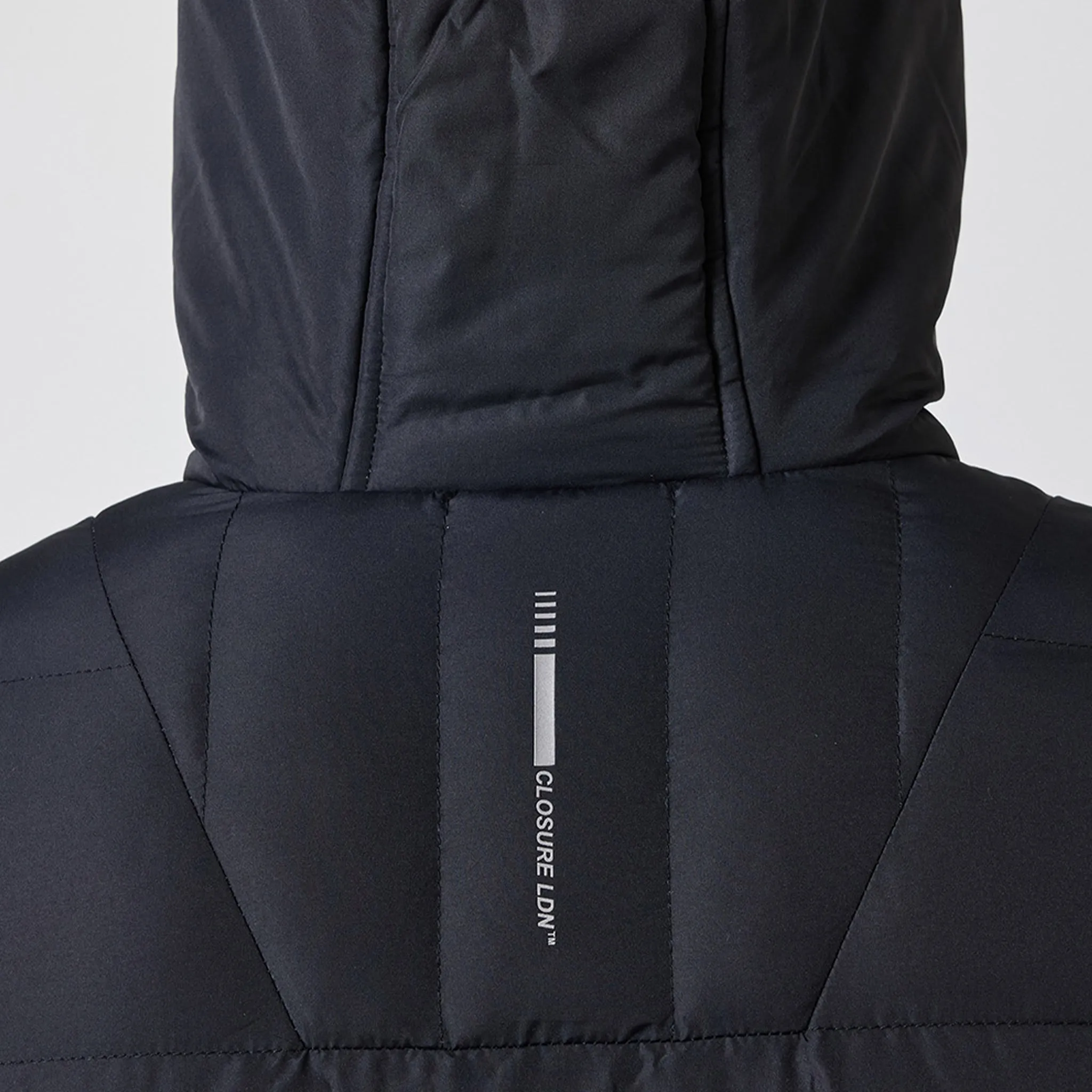 Tech Logo Racer Puffer Jacket | Black