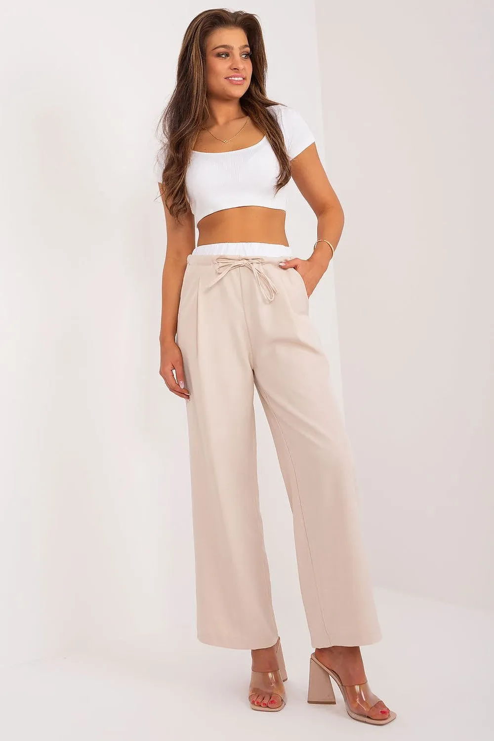 TEEK - Drawstring Palazzo Pocketed Trousers