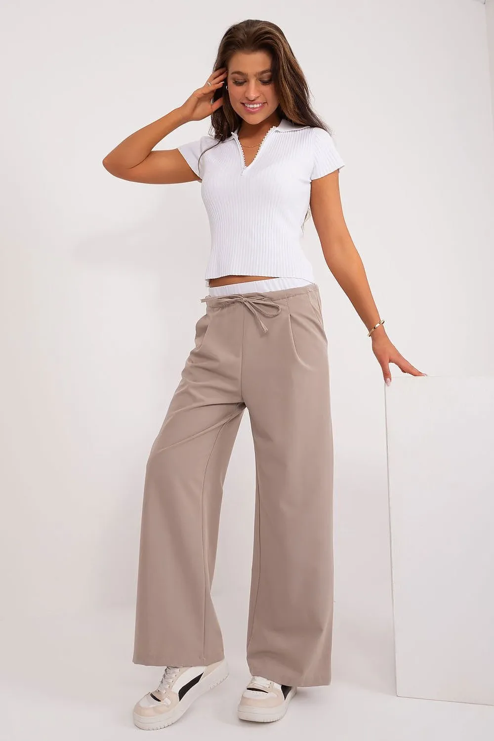 TEEK - Drawstring Palazzo Pocketed Trousers