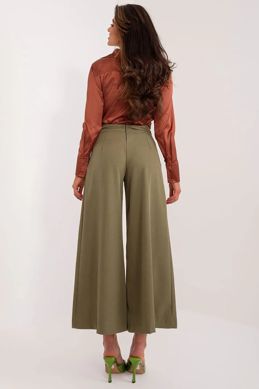 TEEK - Green Wide Solid Culotte Trousers