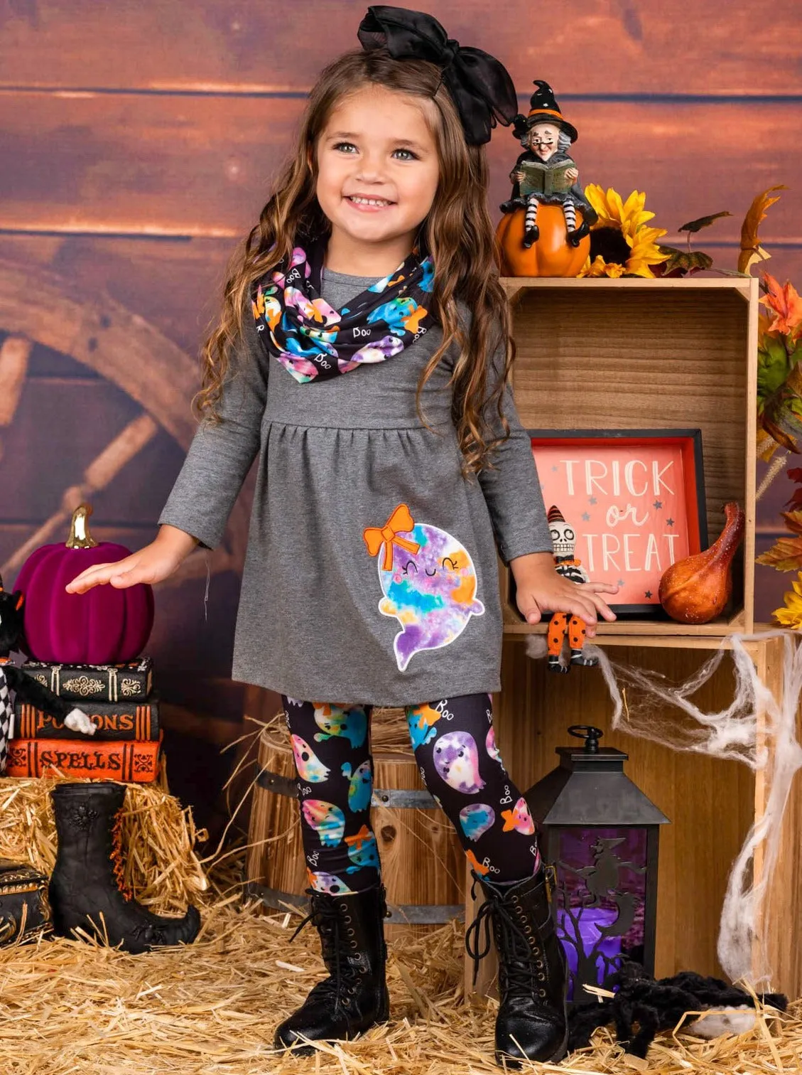 That's The Spirit Tie Dye Tunic, Leggings And Scarf Set